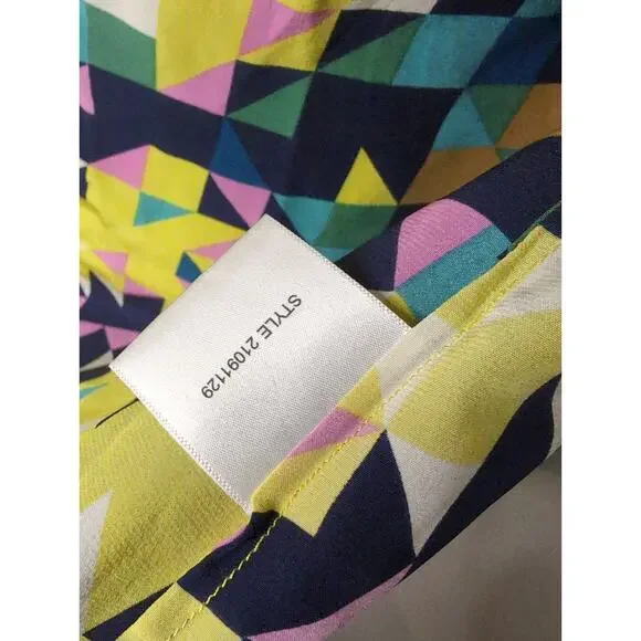 Tory Burch Geometric Silk Tie Neck Blouse Statement Designer Career Size 4 - Picture 8 of 9
